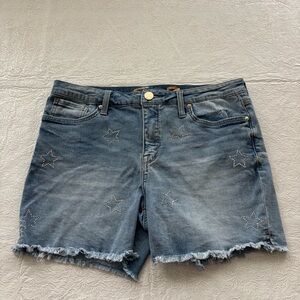 Seven7 Weekend Denim “Bling Star” Shorts In Light Blue Wash, Size 10